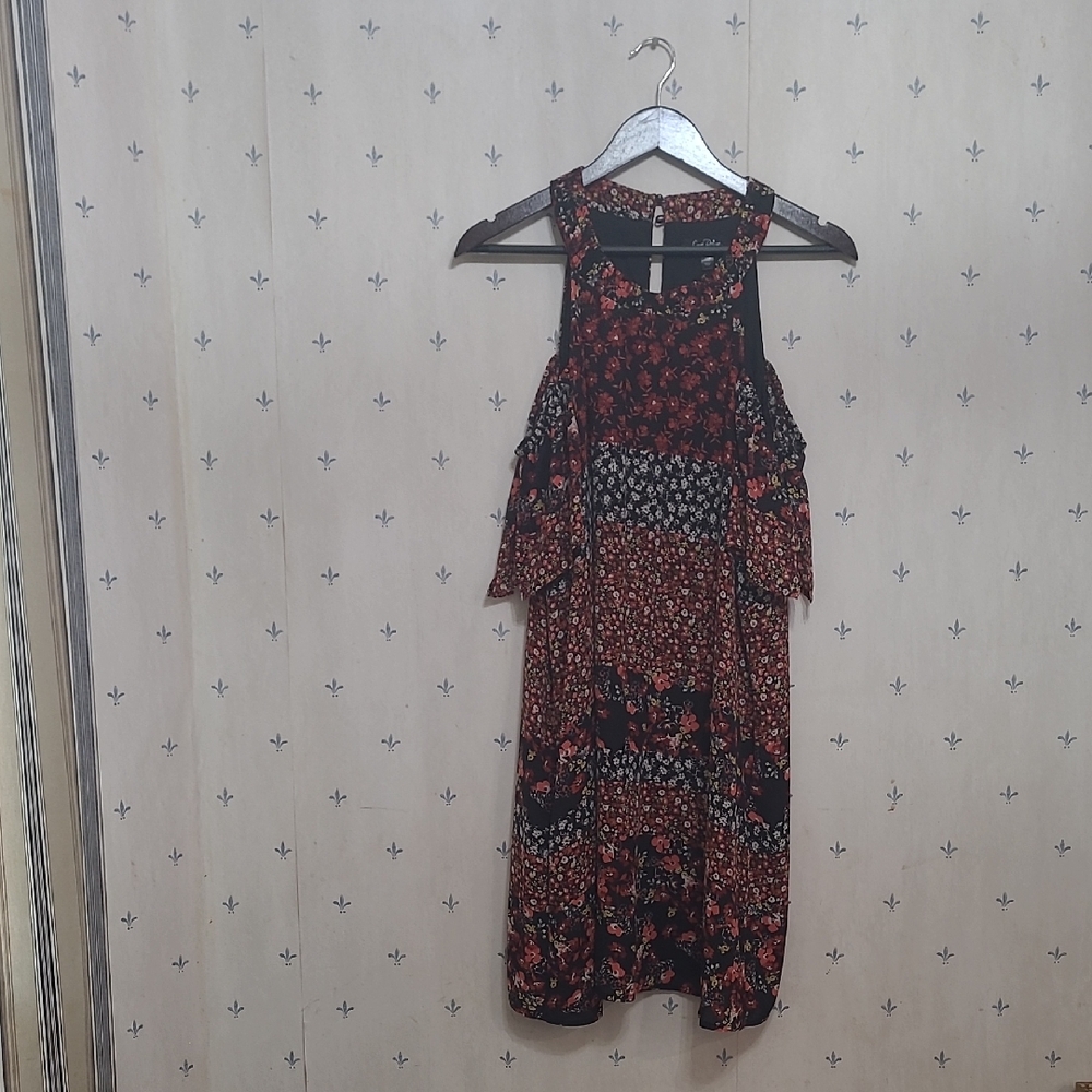 Love Reign Black and Red Floral Midi Dress